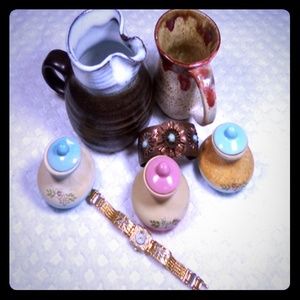 Native pottery wristband and wàtch as a set